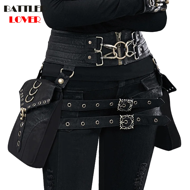Vintage Steampunk leather Steam Punk Retro Rock Gothic Retro Cosplay Battlegrounds Waist Bags Packs Victorian Women Men leg bag