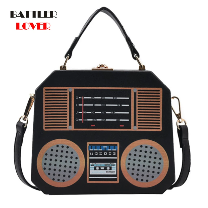 Black Radio Style Shoulder Bag For Women Fashion Box Handbags Female Party Clutch Purse Bags Ladies Leather Crossbody Flaps Bag
