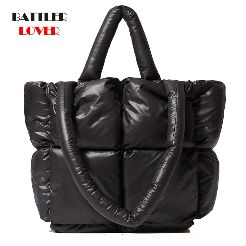 Waterproof Winter Down Cotton Handbag For Women Casual Large Shoulder Hobos Bag Big Capacity Totes Luxury Top-handle Armpit Bag
