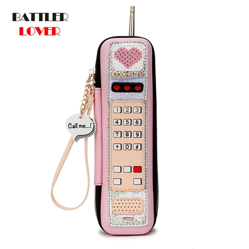 New Retro Phone Design Casual Handbag For Women Fashion Party Clutch Bag Purse Female Cell Phone Cartoon Print Mini Pouch Purses