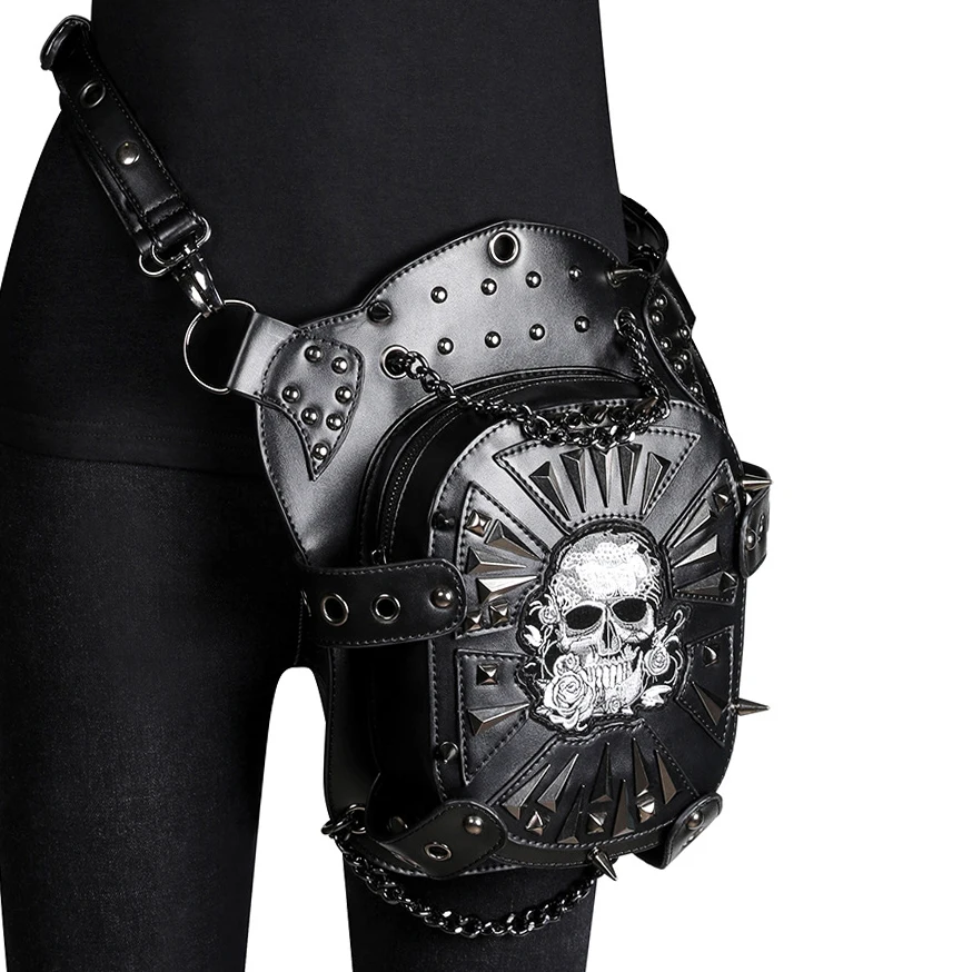 2021 Steampunk Skull Waistbag Lady Back Pack Industrial Retro Women