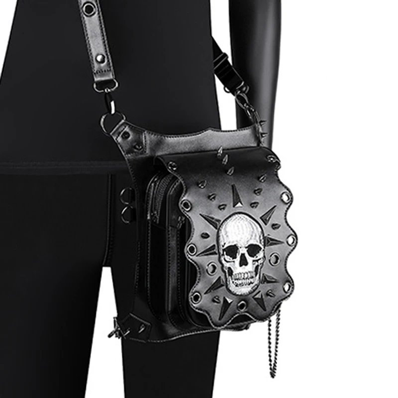 Motorcycle Skulls Women Waist Bag Fanny Packs Steampunk Thigh Belt Moto Biker Drop Leg Pouch Gothic Men Shoulder Crossbody Bags