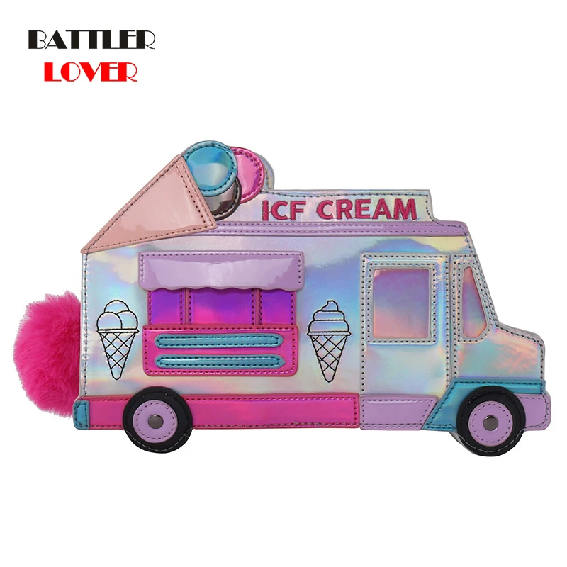 Cute Cartoon Ice Cream Bus Shape Handbag for Women Young Girl