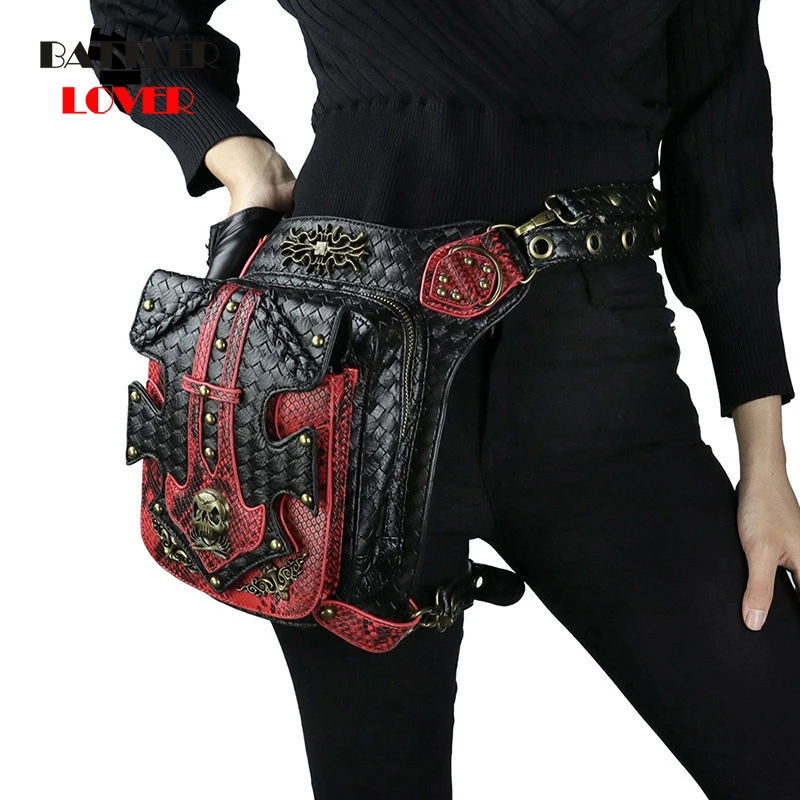 Womens Steampunk Bags Gothic Skull Messenger Handbag Men