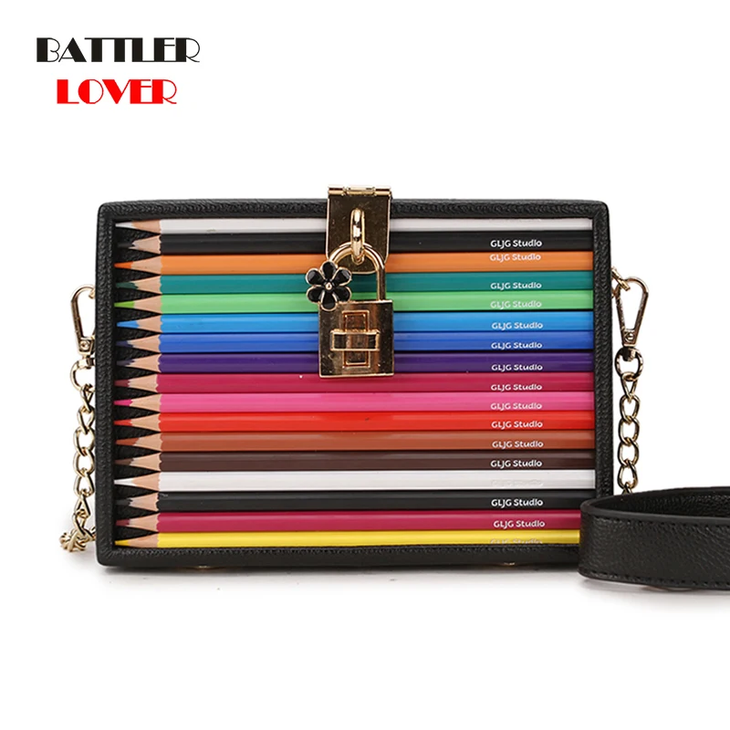 Color Pencil Box Style Purses And Handbags For Women 2021 Party Clutch Bag Female Shoulder Crossbody Bag Ladies Designer Flaps