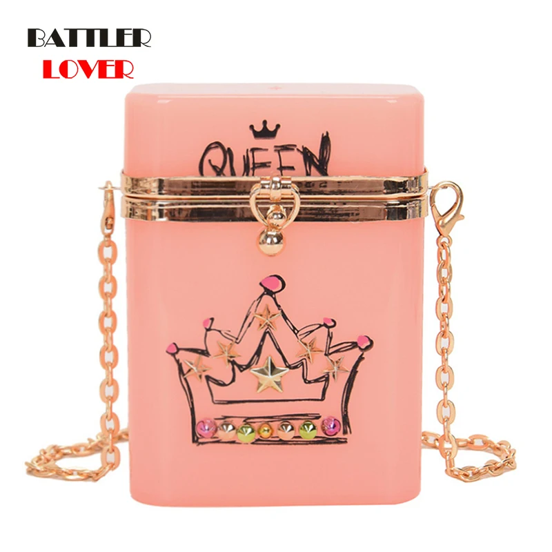Mini Clear Jelly PVC Handbag Luxury Acrylic Chains Queen Pearl Design Box Party Bags Small Transparent Evening Totes Lady Purses