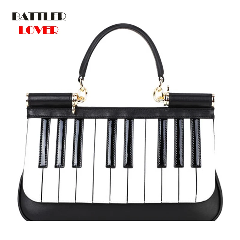 Genuine Cow Leather Piano Bag For Women Retro Personality Portable Shoulder Handbag Ladies Leisure Chain Bags Fashion Flaps Bag