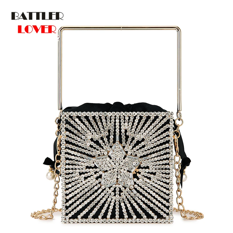 Chic Star Diamond Party Evening Clutch Bag For Women 2021 Luxury Hollow Female Purses And Handbags Rhinestone Designer Flaps Bag