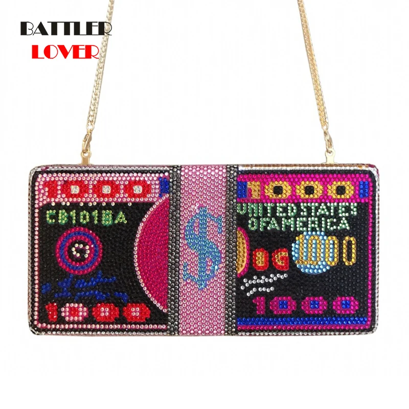 2020 New Dollar Luxury Diamond Evening Bags Women Party Purse Clutch Shoulder Bag Female Wedding Dinner Handbags