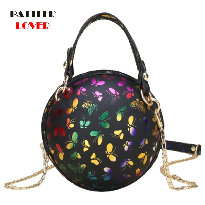 Fashion Basketball Round Shaped Shoulder Bags For Women Acrylic Chain Casual Small Tote Purse PU Leather Messenger Crossbody Bag
