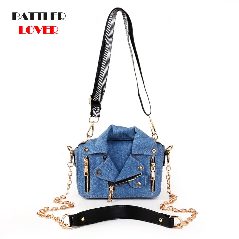 Designer Chain Bags Women Clothing Shoulder Rivet Jacket Messenger Bag Women Denim Luxury Handbags Bolsa Feminina Bolsos Mujer