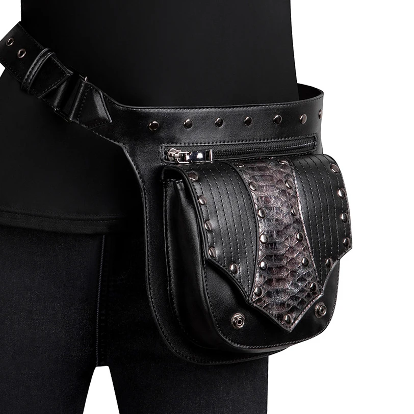 2021 Fanny Packs for Women Unisex Punk Waistbag Men Tactical Waist Bag Pu Leather Belt Purse Female Outdoor Waterproof Chest Bag