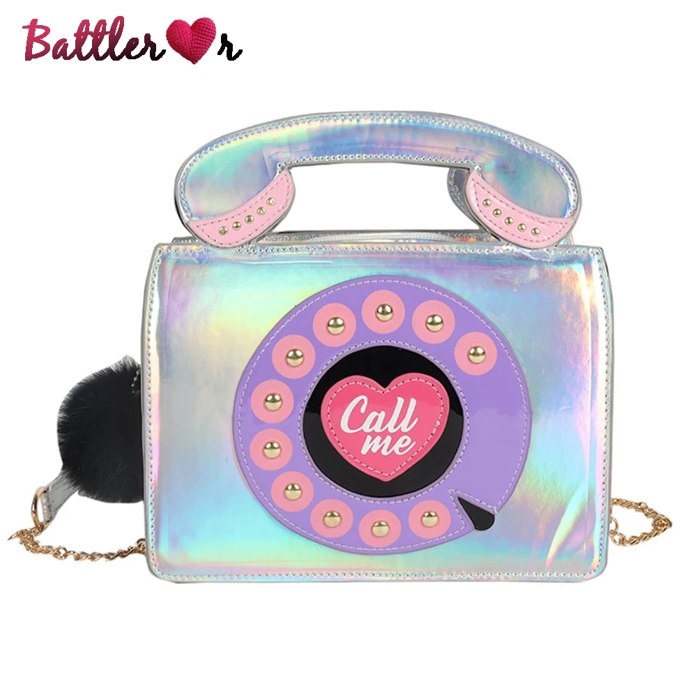 Telephone Shape Purses And Handbags For Women 2022 Fashion Pink Shoulder Bag Novel Designer Brand Crossbody Bag Top-Handle Totes
