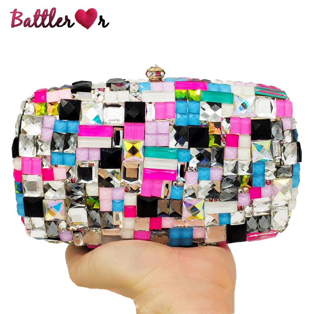 Rhinestone Crystal Evening Clutch Bag For Women Wedding Party Gemstone Diamond Handbags Female Luxury Prom Dinner Bag Phone Case
